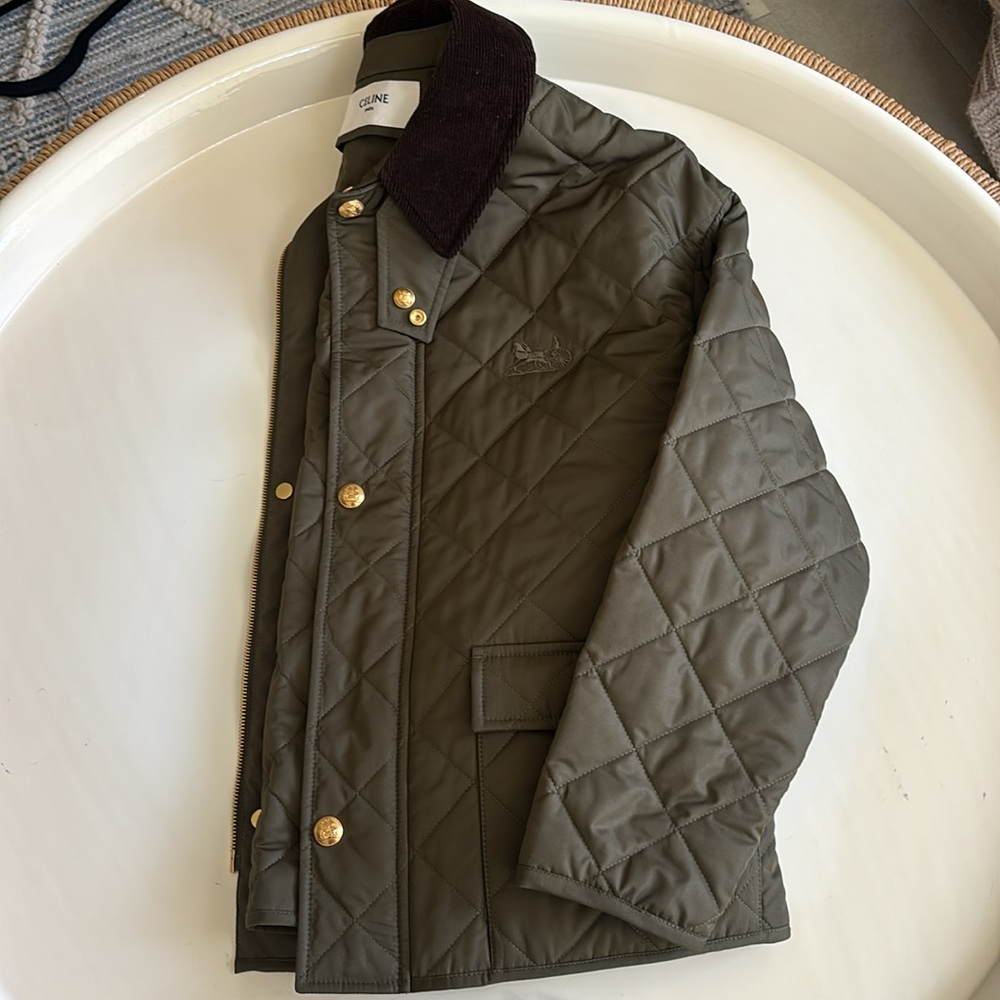 Celine Quilted Puffer Jacket - Dark Green and Brown. Hunting jacket - Picture 11 of 11